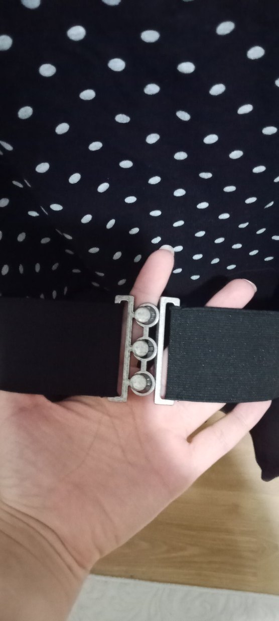 Kemerli Siyah Puantiyeli Midi Elbise - Görsel 2