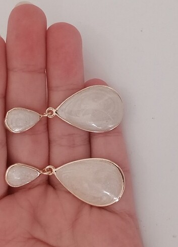 krem altın küpe - Görsel 3