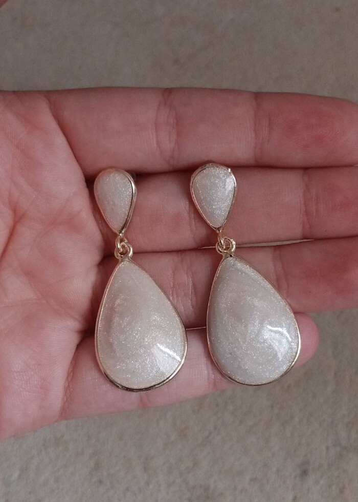 krem altın küpe - Görsel 2