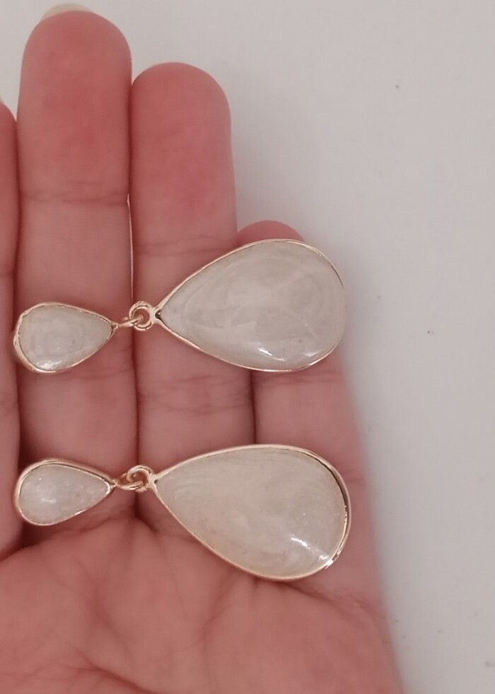 krem altın küpe - Görsel 3