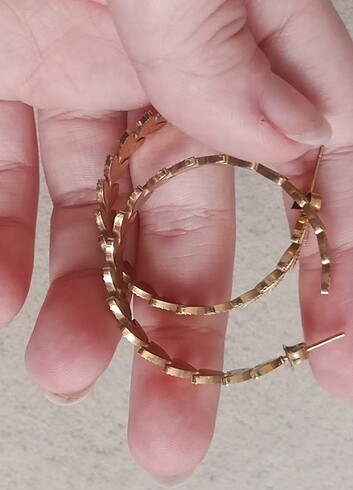 çelik altın renk küpe - Görsel 6