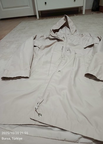 Beyaz Midi Boy Kadın Yağmurluk - Görsel 6