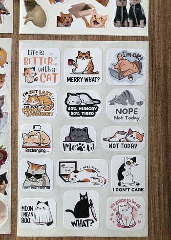 Kedi Temalı Renkli Çıkartma Seti - Görsel 4