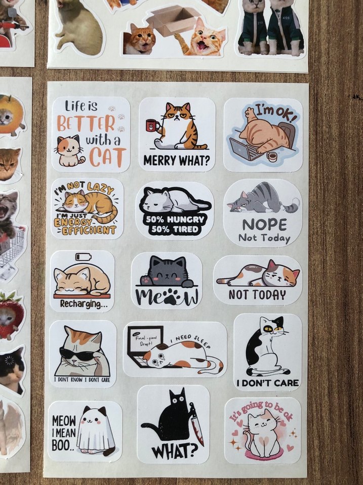 Kedi Temalı Renkli Çıkartma Seti - Görsel 4