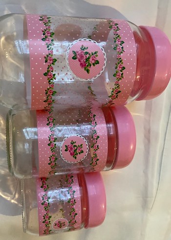 Renga Pembe Desenli Cam Kavanoz Seti - Görsel 3