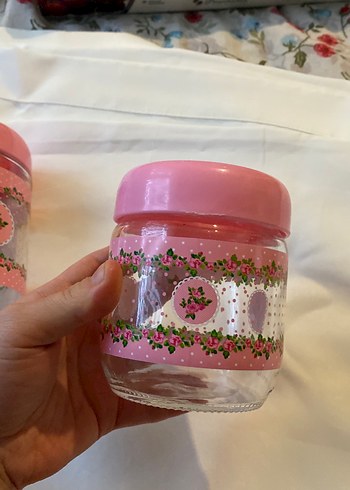 Renga Pembe Desenli Cam Kavanoz Seti - Görsel 6