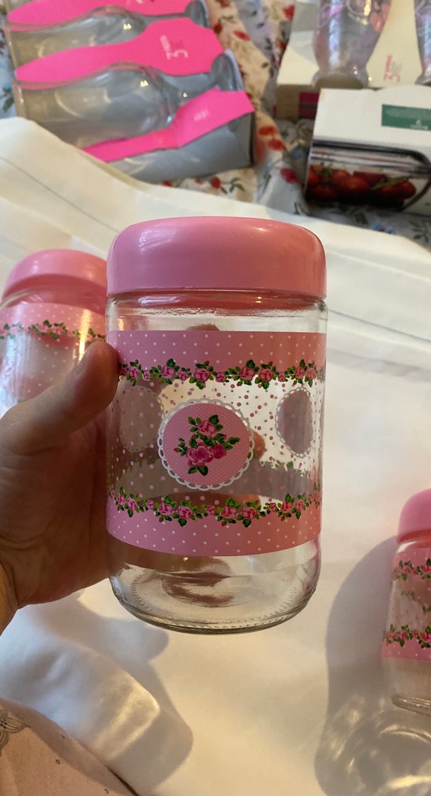 Renga Pembe Desenli Cam Kavanoz Seti - Görsel 5