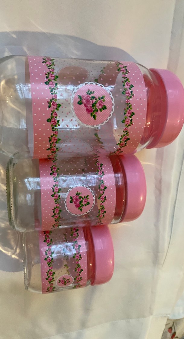 Renga Pembe Desenli Cam Kavanoz Seti - Görsel 3