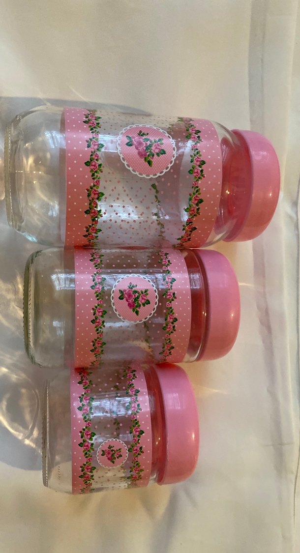 Renga Pembe Desenli Cam Kavanoz Seti - Görsel 2