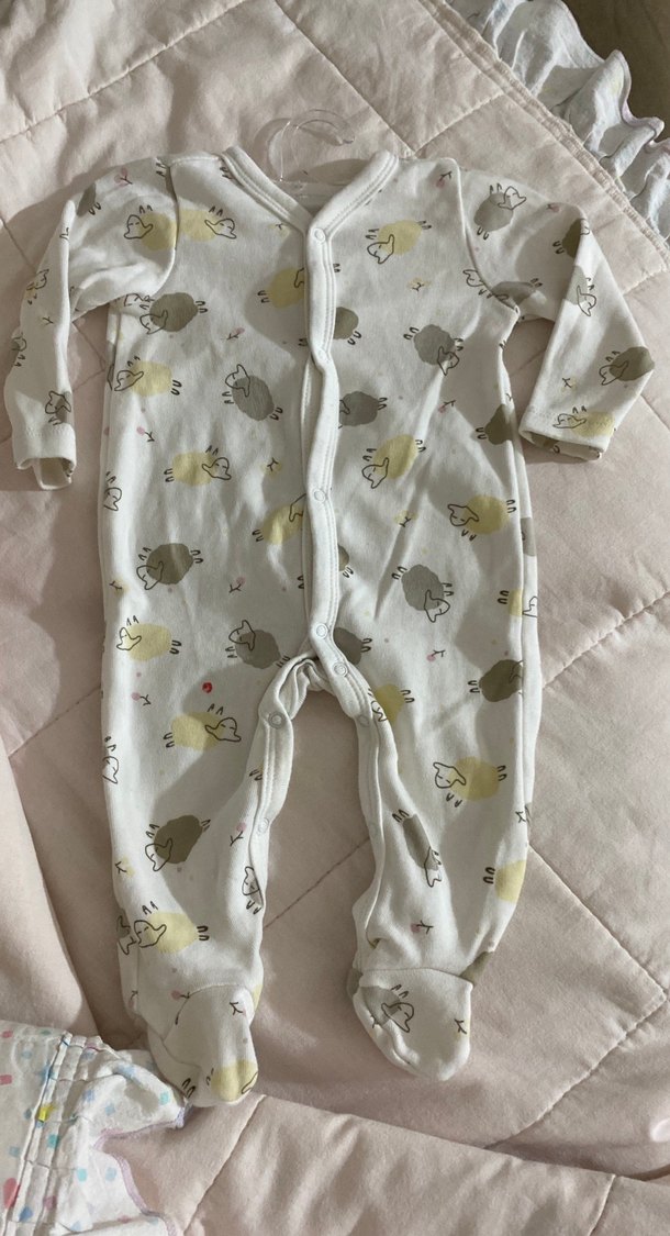 Uzun Kollu Beyaz Bebek Tulum - Görsel 2