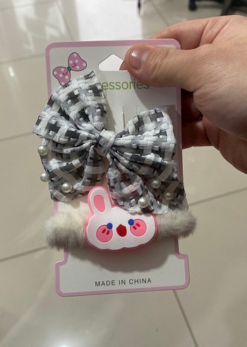 Çocuk için bağlamalı fiyonk ve peluş toka seti - Görsel 4