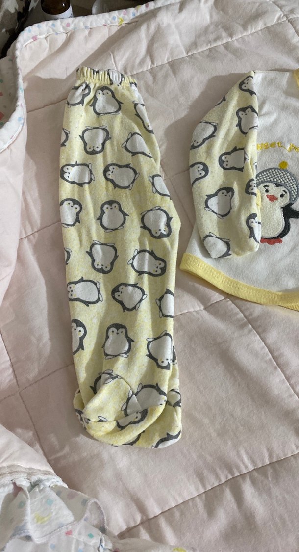 Sarı Baskılı Bebek Takımı, Uzun Kollu, Düğmeli - Görsel 5