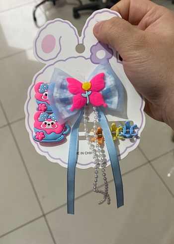 Pembe Fiyonk Detaylı Çocuk Toka Seti - Görsel 2