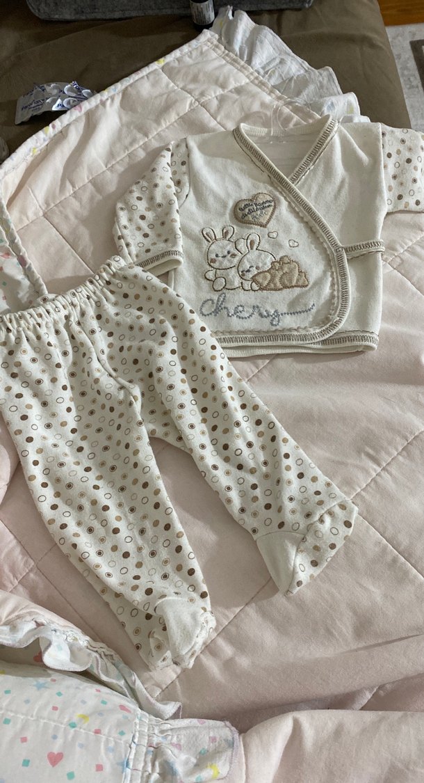 Nakışlı Beyaz Bebek Kız Takımı - Görsel 2