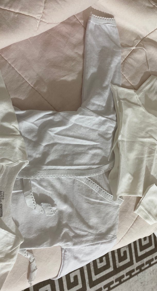 Bebek Beyaz Pamuklu Zıbın - Görsel 5