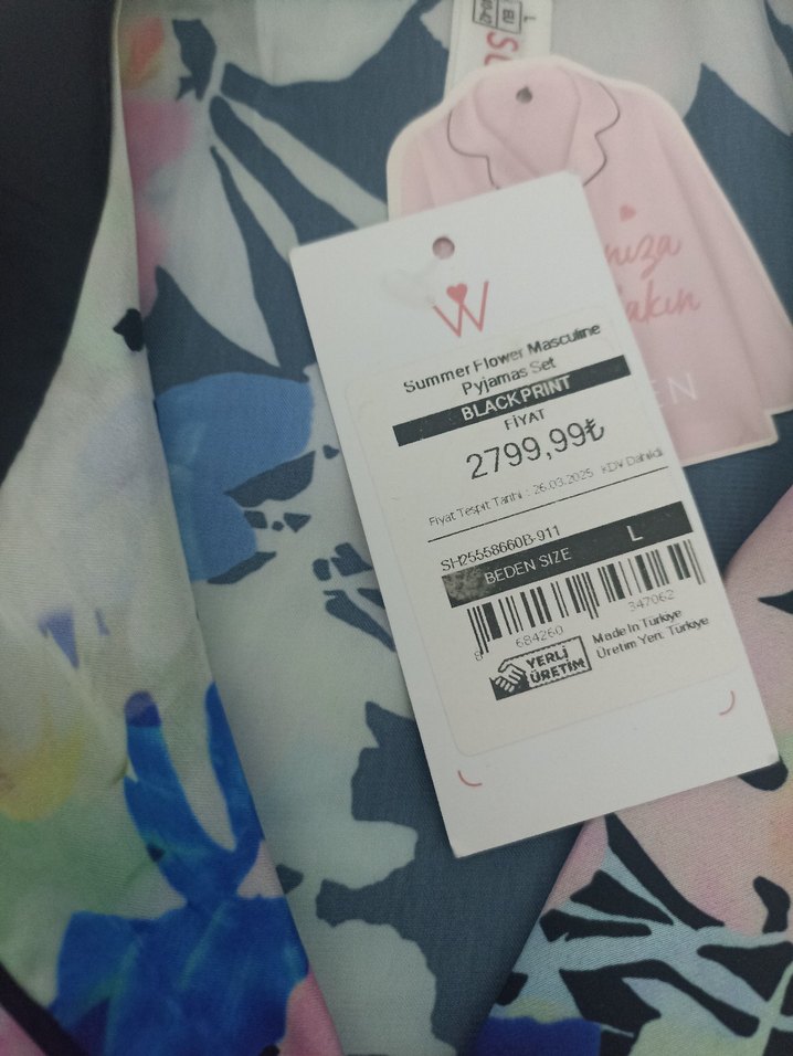 Çiçek Desenli V Yakalı Kadın Pijama Takımı - Görsel 2