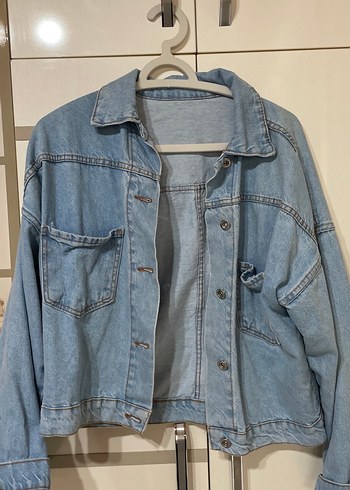 Kadın Mavi Düğmeli Denim Ceket - Görsel 3