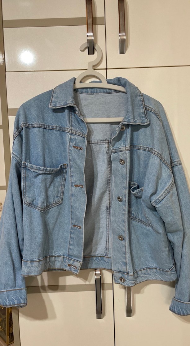 Kadın Mavi Düğmeli Denim Ceket - Görsel 3