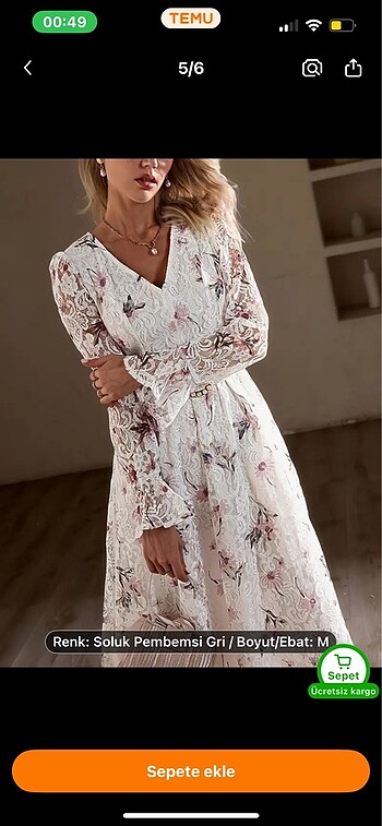 Beyaz dantelli şık elbise - Görsel 3