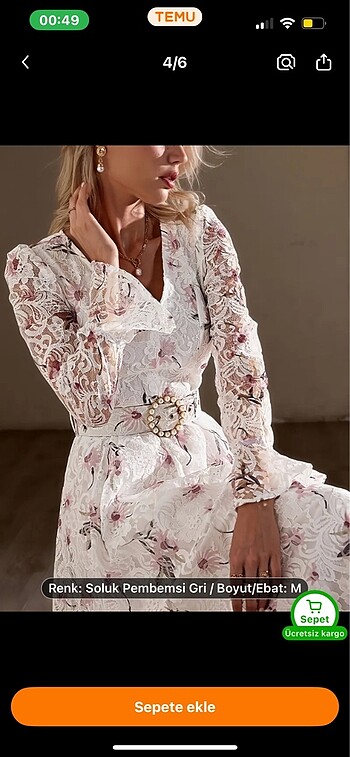 Beyaz dantelli şık elbise - Görsel 4