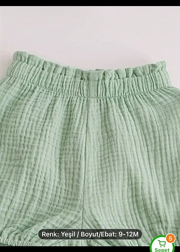 Yeşil Nakışlı Fırfırlı Kolsuz Bebek Takımı - Görsel 6