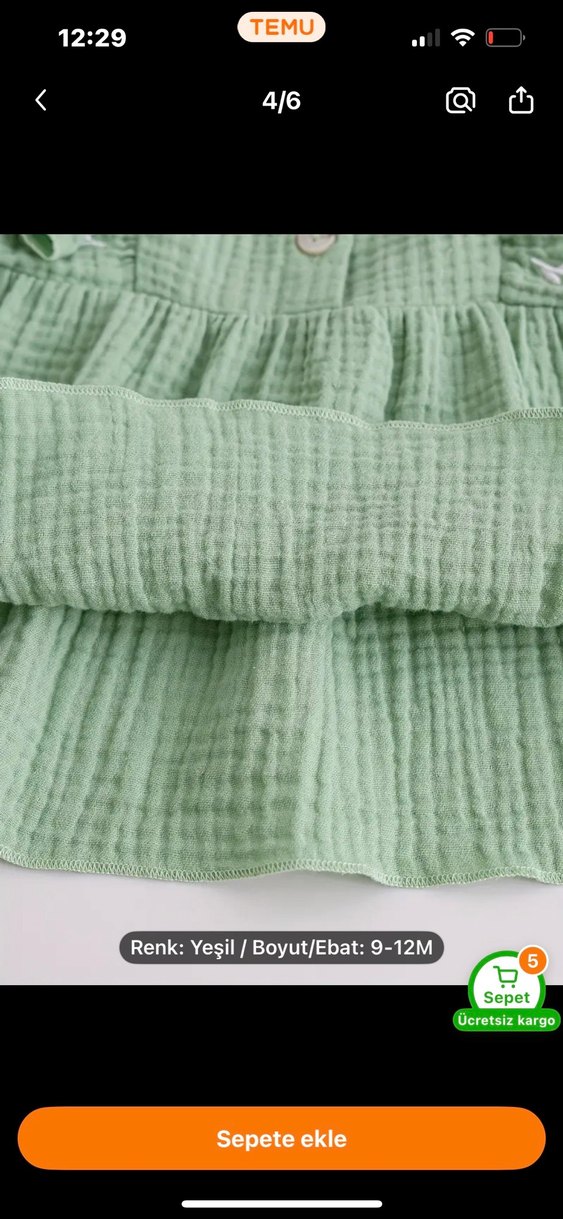 Yeşil Nakışlı Fırfırlı Kolsuz Bebek Takımı - Görsel 4