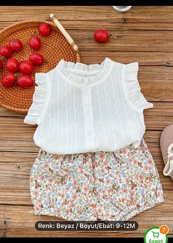 Beyaz Fırfırlı Kız Bebek Takımı 9-12 Ay - Görsel 4