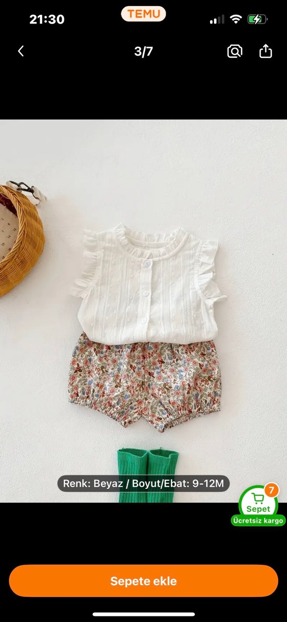 Beyaz Fırfırlı Kız Bebek Takımı 9-12 Ay - Görsel 3