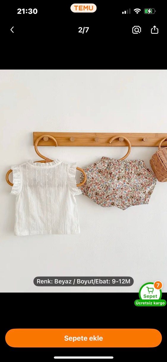 Beyaz Fırfırlı Kız Bebek Takımı 9-12 Ay - Görsel 2