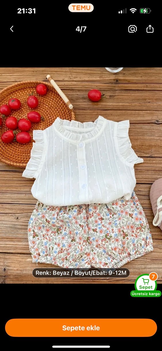 Beyaz Fırfırlı Kız Bebek Takımı 9-12 Ay - Görsel 4