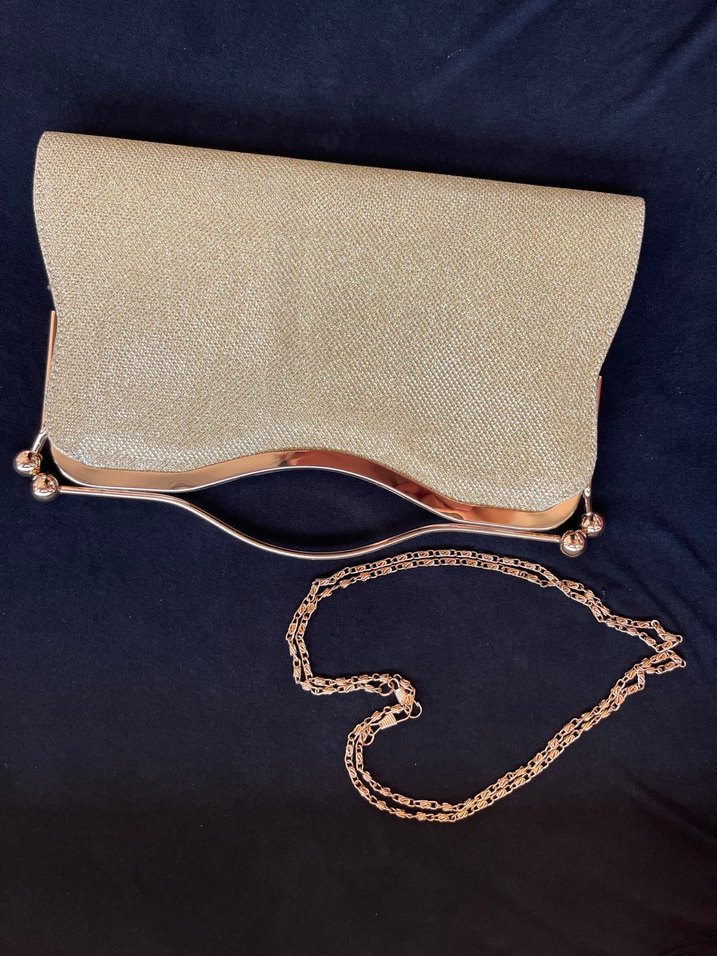 Bej Parlak Yılan Desenli Tokalı Kadın Portföy Çanta - Görsel 2