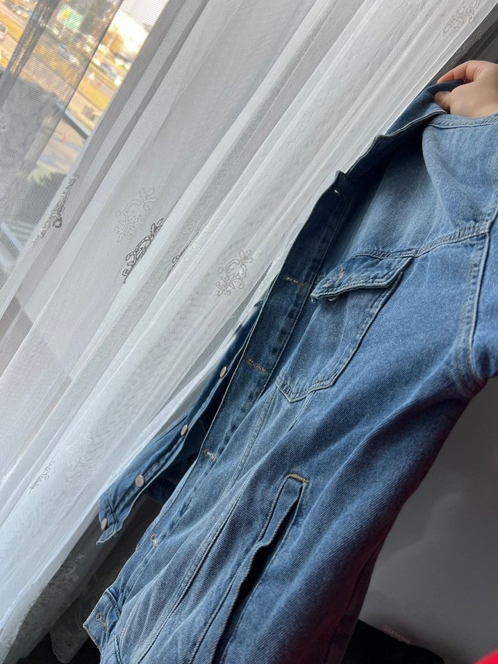 Düğmeli Mavi Kadın Denim Ceket - Görsel 3