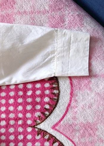 Kadın Beyaz Pamuklu Düğmeli Gömlek - Görsel 5