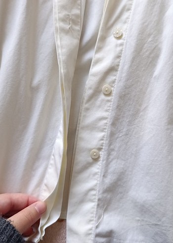 Kadın Beyaz Pamuklu Düğmeli Gömlek - Görsel 3