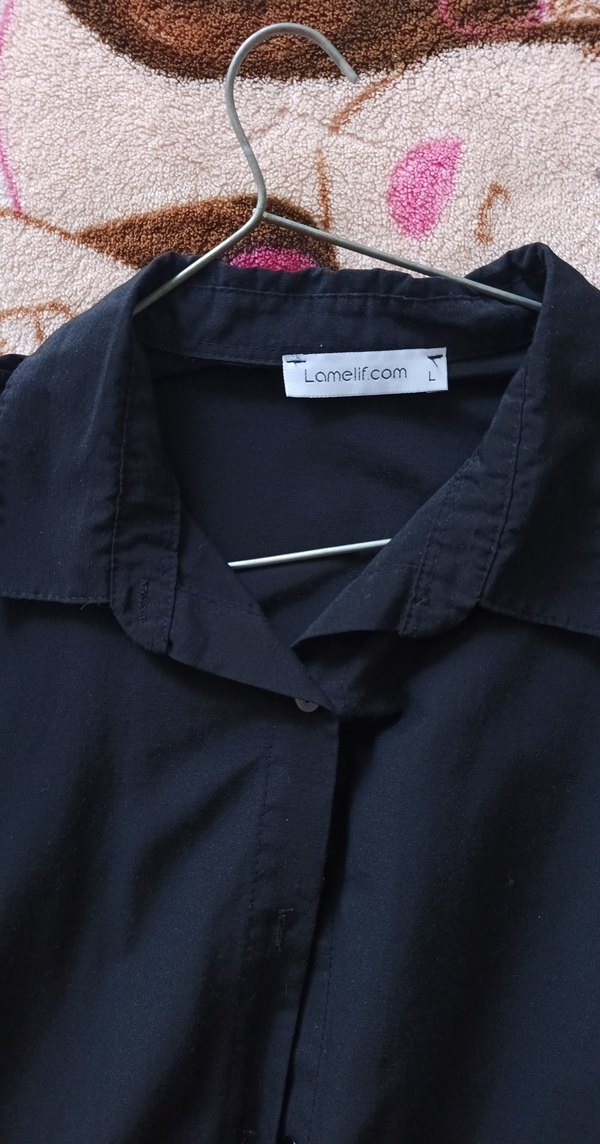 Gri Düğmeli Kadın Gömlek - Görsel 3