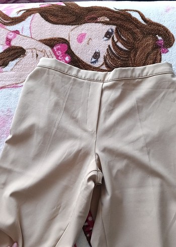 Bej Kadın Midi Kumaş Pantolon - Görsel 4