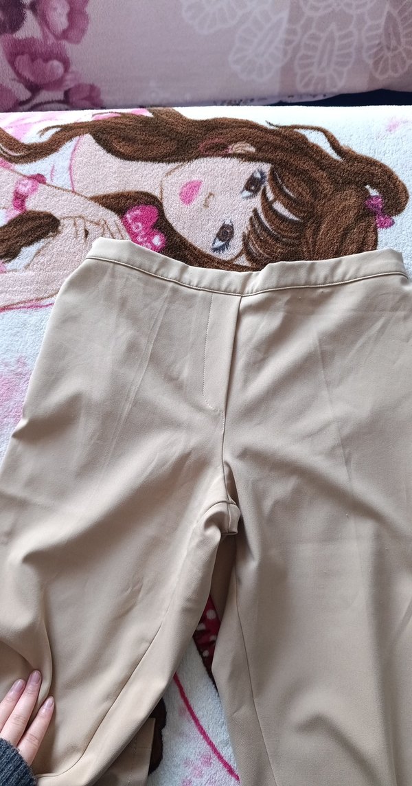 Bej Kadın Midi Kumaş Pantolon - Görsel 4