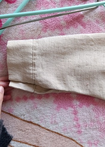 Düğmeli Keten Kadın Beyaz Gömlek - Görsel 2