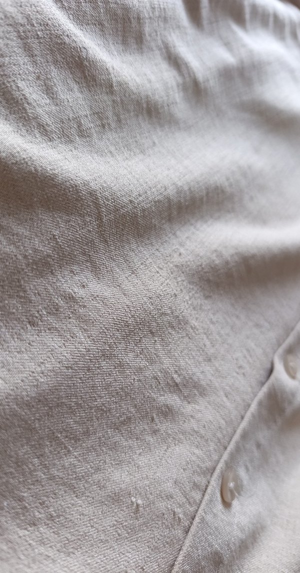 Düğmeli Keten Kadın Beyaz Gömlek - Görsel 3