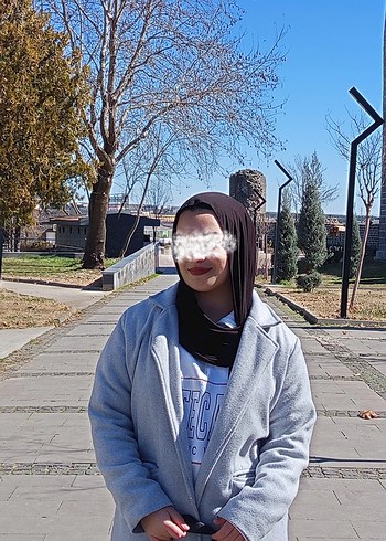 Diğer Gri Uzun Denim Kadın Mont