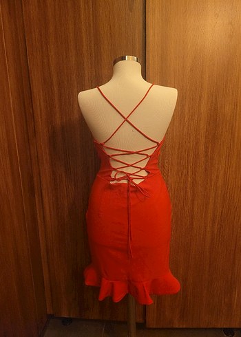Trendyol & Milla Kırmızı Parlak V Yakalı Mini Elbise