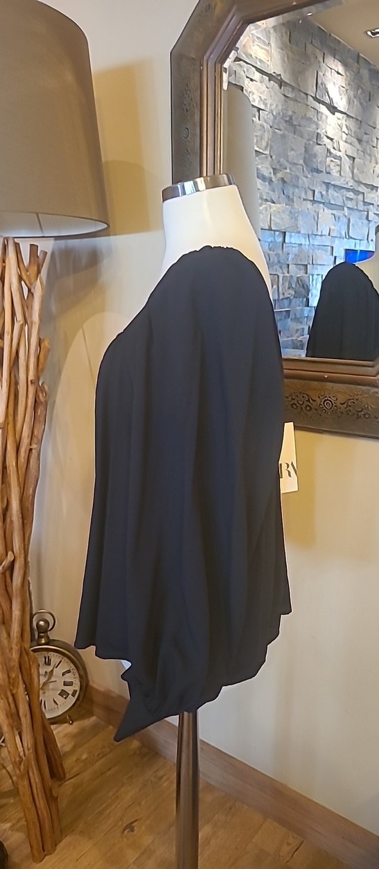 Siyah V Yakalı Uzun Kollu Kadın Bluz - Görsel 3