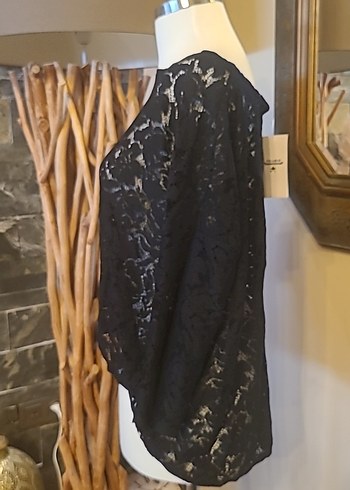 Siyah Dantel Uzun Kollu Boğazlı Bluz - Görsel 4