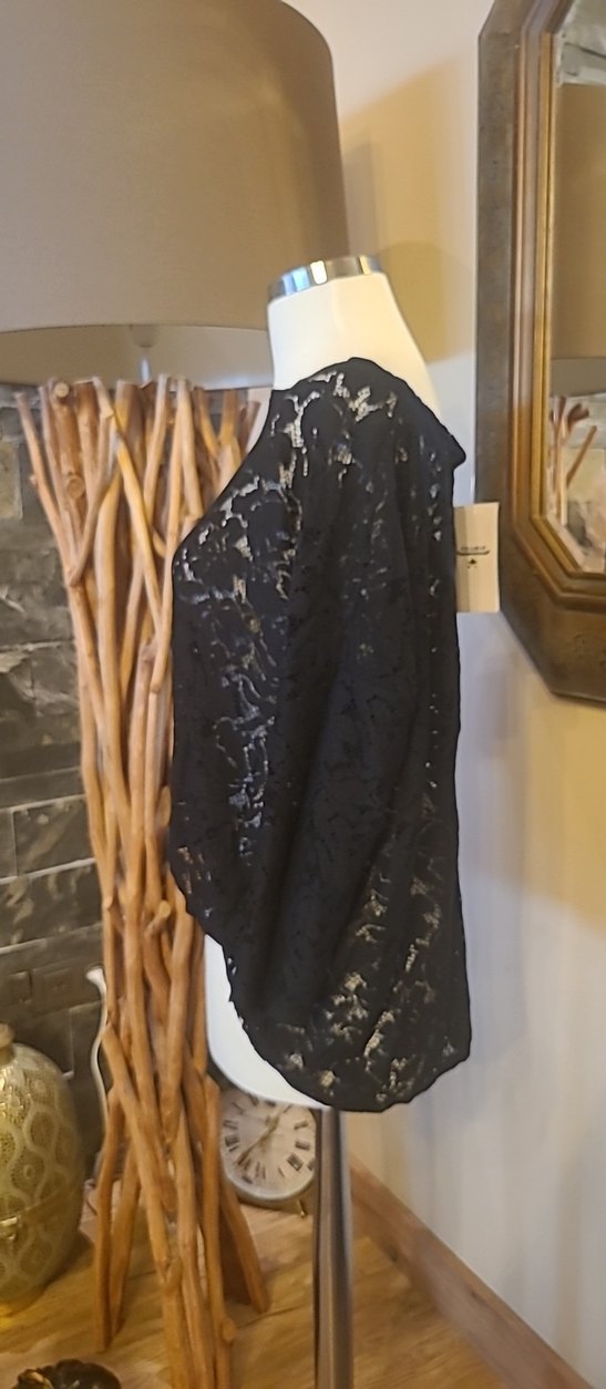 Siyah Dantel Uzun Kollu Boğazlı Bluz - Görsel 4