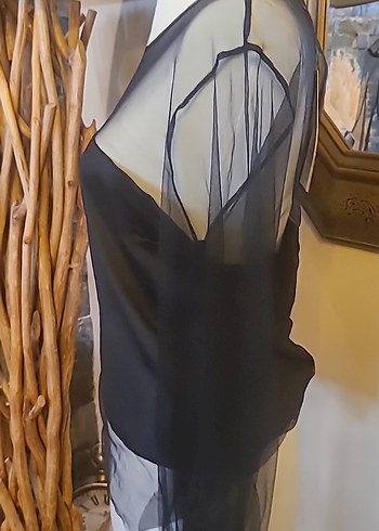 Siyah Transparan Uzun Kollu Kadın Bluz - Görsel 4