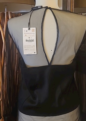 Siyah Transparan Uzun Kollu Kadın Bluz - Görsel 7