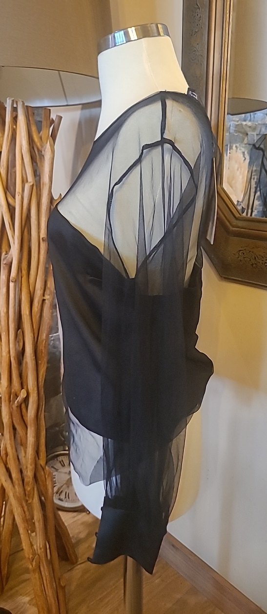 Siyah Transparan Uzun Kollu Kadın Bluz - Görsel 5