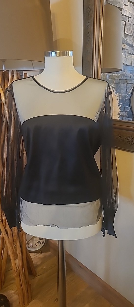 Siyah Transparan Uzun Kollu Kadın Bluz - Görsel 3