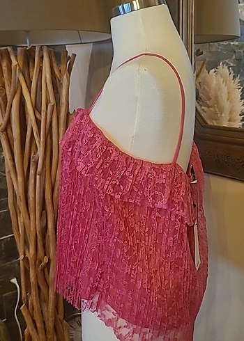 Pembe Dantel Bohem Midi Büstiyer - Görsel 2