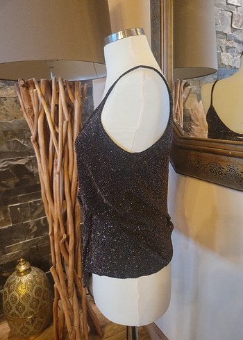 Drapeli Kahverengi Mini Askılı Bluz - Görsel 3